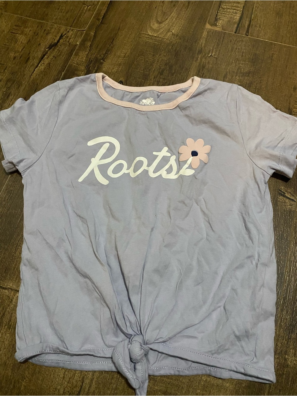 Roots Lavender Short Sleeve Tee with Pink Trim & Flower